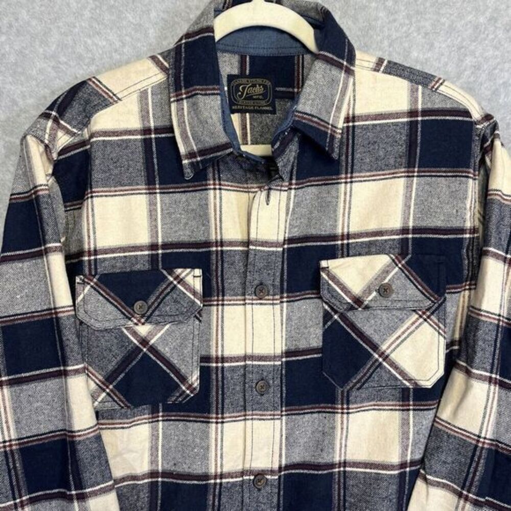 Jachs Heavy Black and Cream Plaid Casual Button Down Shirt - Picture 2 of 7